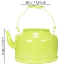 kohteita Koristeellinen metallinen teekannu, omenanvihreä - kukkaruukku - Ø20cm K15cm - monipuolinen puutarhakoriste ja lahjaidea