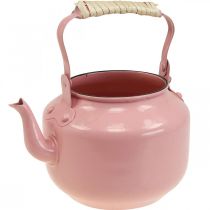 Koristeellinen teekannu metallinen vanha pinkki Ø8,6cm K16cm
