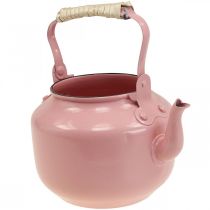 Koristeellinen teekannu metallinen vanha pinkki Ø8,6cm K16cm