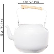 kohteita Koristeellinen teekannu, ruukku, metallinen, valkoinen, shabby chic, Ø8,6 cm, korkeus 16 cm, vintage-koristeellinen kukkaruukku