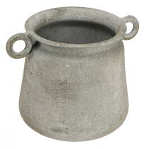 kohteita Koristeellinen ruukku vintage istutuskone metallia kahvoilla harmaa H13,5cm