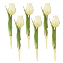 kohteita Koristeellinen tulppaanit tekokukat White Cream 20cm 6 kpl