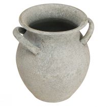 kohteita Koristeellinen maljakko kahvoilla vintage istutuskone metallin harmaa H13cm