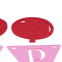 kohteita Koristeellinen syntymäpäiväviiriketjuseppele huovasta vaaleanpunaisesta 300cm