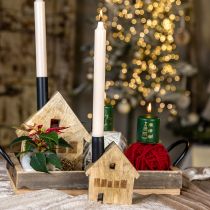 kohteita Koristeellinen talo puinen koristeellinen kynttilänjalka musta 10,5×3,5×13cm