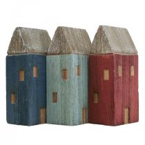 Deco Wooden Houses Shabby Chic Maritime Deco H14cm 3kpl