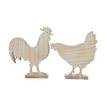 Koristeellinen kana pääsiäiskoristelu puinen pöytäkoriste 14,5cm 2 kpl setti