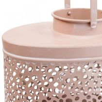 kohteita Koristelyhty soikea vaaleanpunainen lyhtypöytäkoriste metallia 27×16×23cm