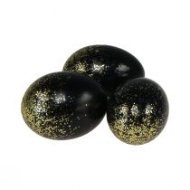 Koristeelliset pääsiäismunat aidon kananmunan musta kulta glitterillä H5,5-6cm 10 kpl