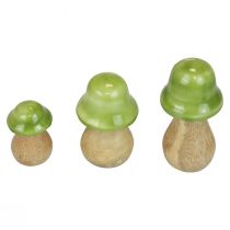 Koristesienet puiset puiset sienet vaaleanvihreät kiiltävät H6/8/10cm 3 kpl setti