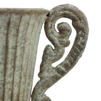 kohteita Koristeellinen pikari/pikari, metallia, antiikkiruskea/valkoinen, Ø12cm, K26cm, maljakko/ruukku/kukkakoriste