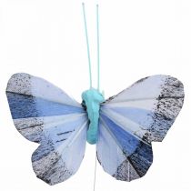Deco perhoset höyhen perhonen pinkki, sininen 6cm 24p