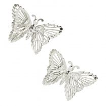 Koristeelliset perhoset metalliriippuva koriste hopea 5cm 30kpl