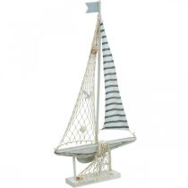 Deco Purjevene Puu Valkoinen Sininen Maritime Deco Ship 28×3×55cm