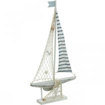 kohteita Deco Purjevene Puu Valkoinen Sininen Maritime Deco Ship 28×3×55cm