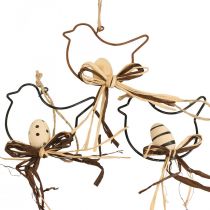 Deco-lintuja ripustettavaksi musta/luonto/ruoste 8,5×7,5cm 6kpl