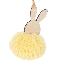 kohteita Pääsiäispupun koriste, ripustettava, pörröinen pupu, keltainen, Ø7cm, 6 kpl