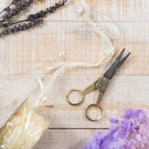 kohteita Koristenauha, kermanvärinen, sydämet, helmet, hääkoristeet, 10mm, 5m