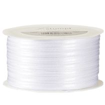 kohteita Koristeellinen satiininauha, valkoinen kaksinkertainen satiininauha, 3 mm, 50 m