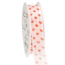 kohteita Sydämillä koristeltu lahjanauha, ihanteellinen luoviin pakkausideoihin ja henkilökohtaisiin lahjoihin, 2,5 cm leveä, 15 m pitkä