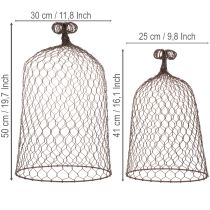 kohteita Koristeellinen metallinen kello, kiipeilyapu, metallihuppu, ruskea, ruosteenvärinen, K50/41cm Ø30/25cm, 2 kpl setti