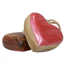 kohteita Koristeellinen ripustin puiset puiset sydämet koristelu pinkki kiiltävä 6cm 8 kpl