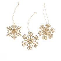 kohteita Deco ripustin puiset lumihiutaleet deco gold talvi Ø10cm 9kpl