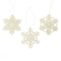 Deco ripustin puiset lumihiutaleet deco valkoinen glitter Ø10cm 12kpl