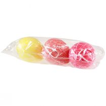 kohteita Koristeellinen ripustin pääsiäismunat keltainen/vaaleanpunainen/punainen craquelure Ø8,5cm 3 kpl