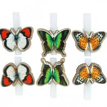 Koristeellinen klipsi perhonen, lahjakoriste, kevät, puusta valmistetut perhoset 6kpl.