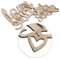 kohteita Hearts "Love" puinen koristelu luonnollinen magneettikoristekyltillä 20,5/25cm 6 kpl