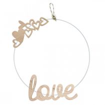 Hearts &quot;Love&quot; puinen koristelu luonnollinen magneettikoristekyltillä 20,5/25cm 6 kpl