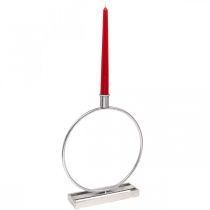 Koristeellinen sormus metallinen kynttilänjalka antiikkihopeaa Ø25cm K30,5cm