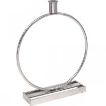 Koristeellinen sormus metallinen kynttilänjalka antiikkihopeaa Ø25cm K30,5cm