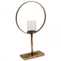 Koristelyhty metallinen kynttilänjalka Kultainen lasi Ø28cm