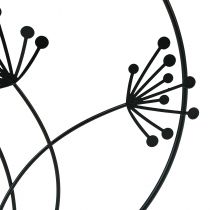 kohteita Koristeellinen rengas metalliriippuva koriste musta kukat Ø23cm 2kpl