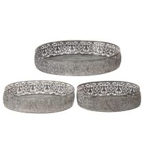 kohteita Koristeellinen metallinen kulho, soikea kuvio, harmaa, 25,5/29/34,5 cm, 3 kpl:n setti