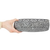 kohteita Koristeellinen metallinen kulho, soikea kuvio, harmaa, 25,5/29/34,5 cm, 3 kpl:n setti