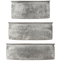 kohteita Koristeellinen metallikulho soikea harmaa L22.5/19.5/16cm 3 kpl setti