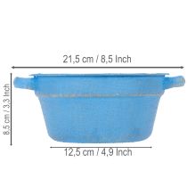 kohteita Koristeellinen kulho/ruukku, sininen metalli, shabby chic -sisustus, Ø17cm, K8.5cm