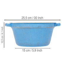 kohteita Koristeellinen kulho/ruukku, sininen metalli, shabby chic -sisustus, Ø21cm, korkeus10.5cm