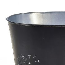 kohteita Koristekulho metallinen soikea musta hopea kukkia 20,5×12,5×12cm