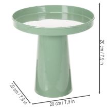 kohteita Koristeellinen metallilautanen, vihreä, pyöreä jalusta, kukka-asetelmien tarjotin, 20 cm