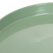 kohteita Koristeellinen metallilautanen, vihreä, pyöreä jalusta, kukka-asetelmien tarjotin, 20 cm