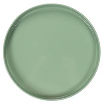 kohteita Koristeellinen metallilautanen, vihreä, pyöreä jalusta, kukka-asetelmien tarjotin, 20 cm