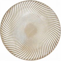 Koristelautanen pyöreä valkoinen ruskea ura pöytäkoriste Ø30cm H3cm