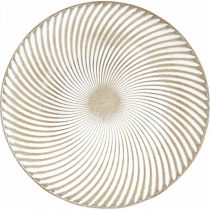 Koristelautanen pyöreä valkoinen ruskea ura pöytäkoriste Ø40cm H4cm