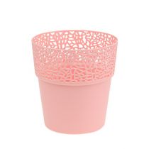 Koristeellinen ruukku muovinen vaaleanpunainen Ø13cm K13,5cm 1kpl