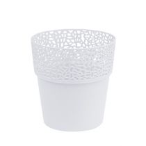 Koristeellinen ruukku muovia valkoinen Ø13cm K13,5cm 1kpl.