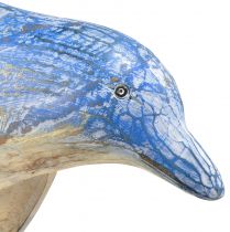 kohteita Delfiinihahmo merihenkinen puinen koristelu käsin veistetty sininen H59cm